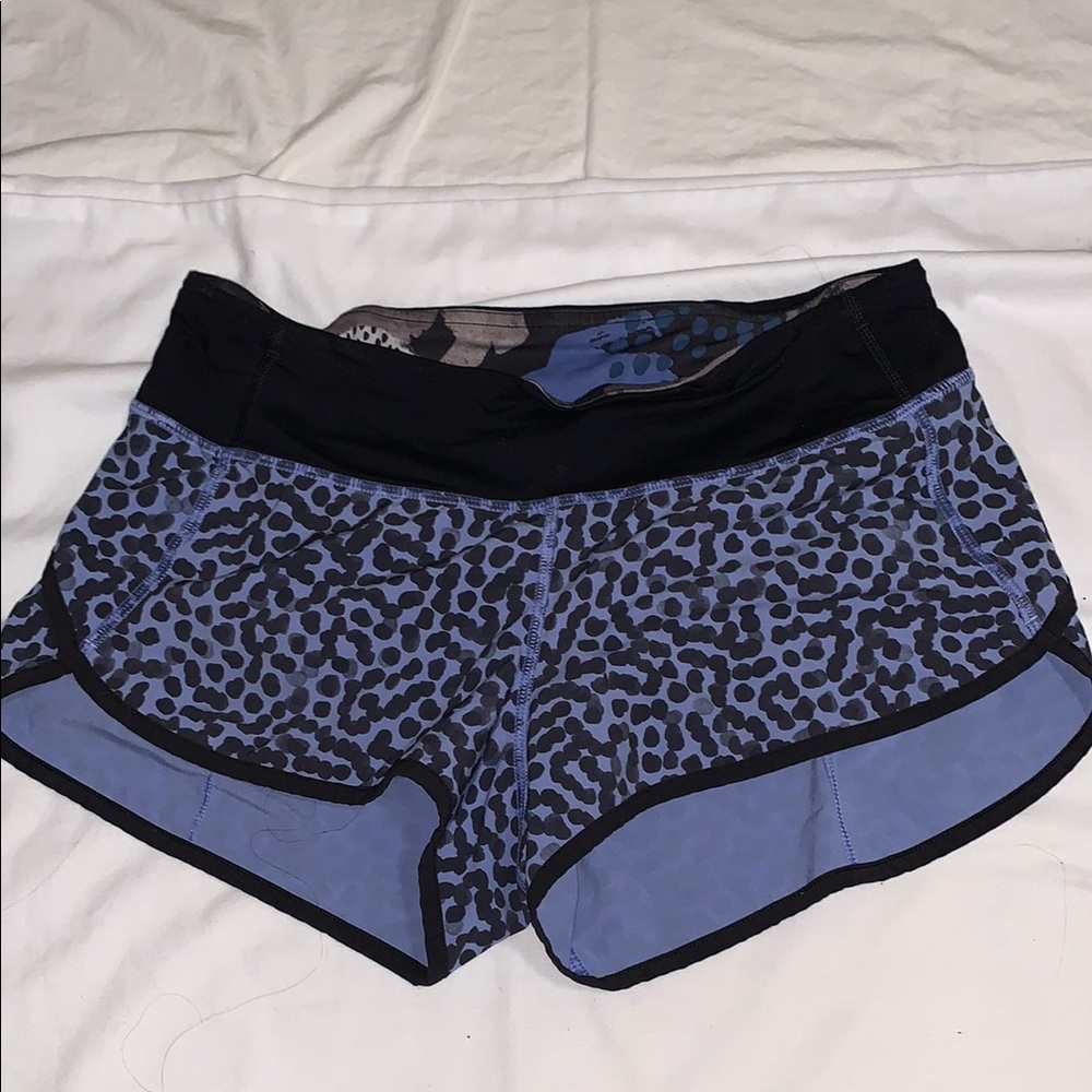 Lululemon Athletica Speed Up Blue and Black Athletic Shorts